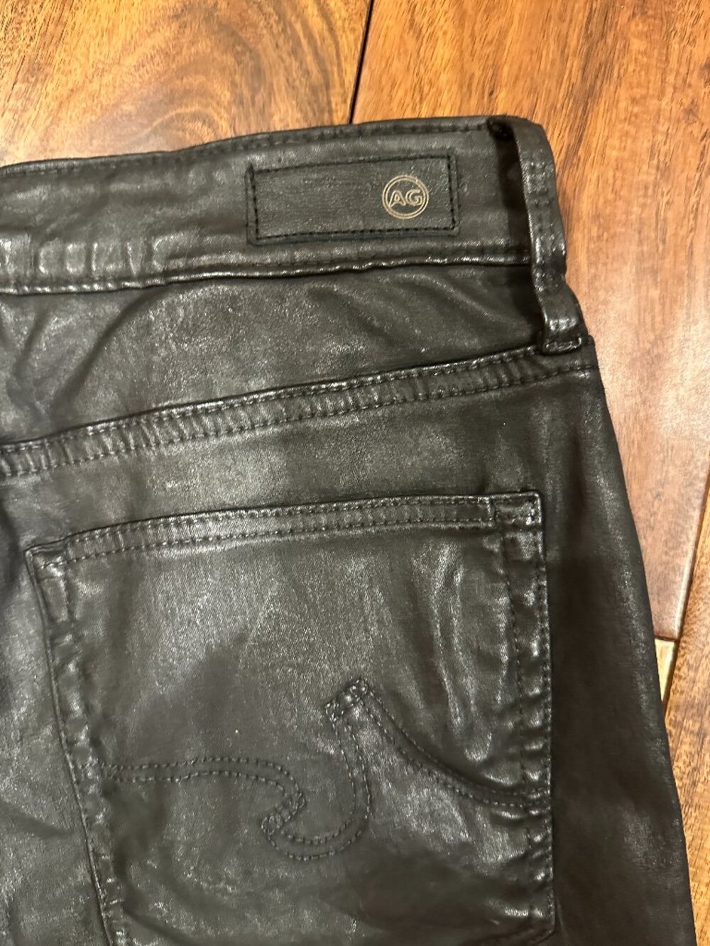 AG FARRAH SKINNY LEATHERETTE BLACK JEANS 26R NWT - Picture 5 of 9